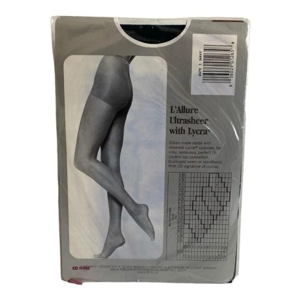Christian Dior L’Allure Ultra Sheer Control Top Pantyhose Navy Size 1 Tights NIB